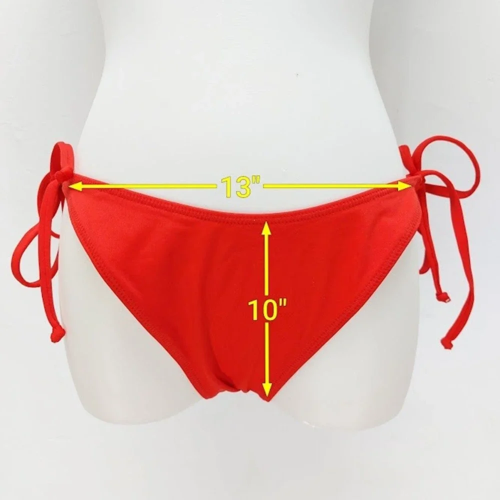 SKIMS Dippy Tie Bottom Women's Recycled Swim Medium Ruby Red Bikini Vacation